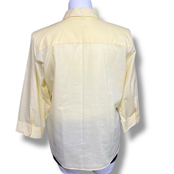 Foxcroft Womens Blouse Button Down Top Wrinkle Free Shaped Fit Collared Yellow - Picture 3 of 8